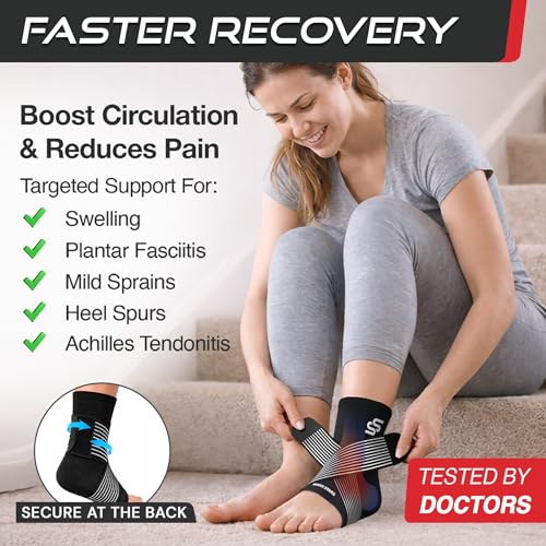 Sleeve Stars Ankle Brace Men & Women Support (Single/M:10"-12"/Black) Medium Black 1