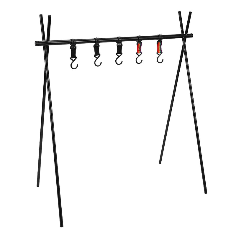 Alomejor Outdoor Camping Hanging Rack Foldable Portable Tripod Stand Quick Setup Lightweight Tools Cookware Storage Organizer Gear for Outdoor Enthusiasts