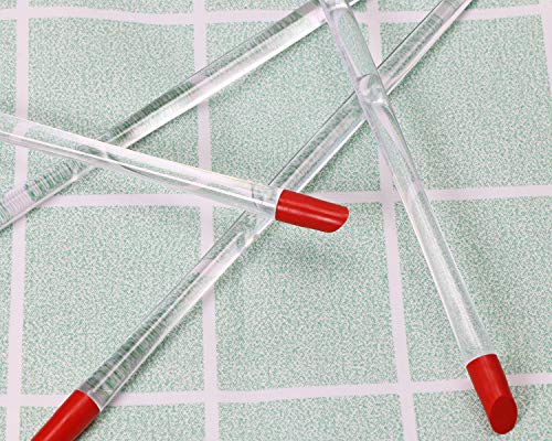 ONLYKXY 4 Pieces 17 cm Nail Cuticle Pusher, Red Rubber End and Clear Plastic Handle