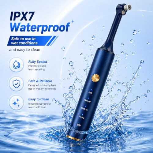 Rechargeable Tooth Polisher with LED Light, IPX7 Waterproof Home Dental Kit Blue Style-C 1 Count (Pack of 1)