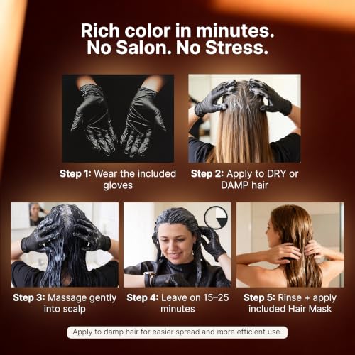 Herbishh Light Brown Hair Dye Shampoo for Gray Hair Coverage 500ml