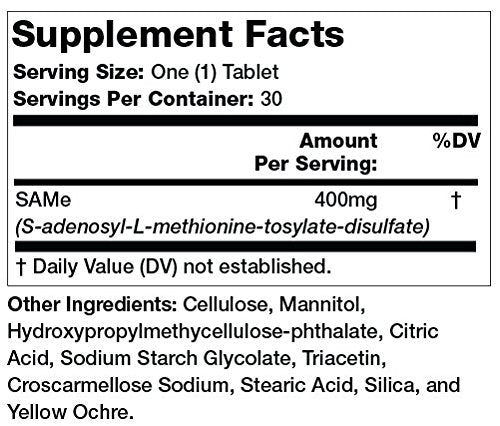 Olympian Labs Enteric Coated SAMe Gold | 400 mg per Serving | Vegan, Gluten Free, Soy Free | Mood and Joint Support - 30 Enteric Coated Tablets