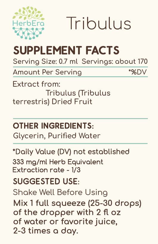 Tribulus B120 Alcohol-Free Herbal Extract Tincture, Concentrated Liquid Drops Natural Tribulus (Tribulus Terrestris) Dried Fruit (4 fl oz) 4 Fl Oz (Pack of 1) - BeesActive Australia