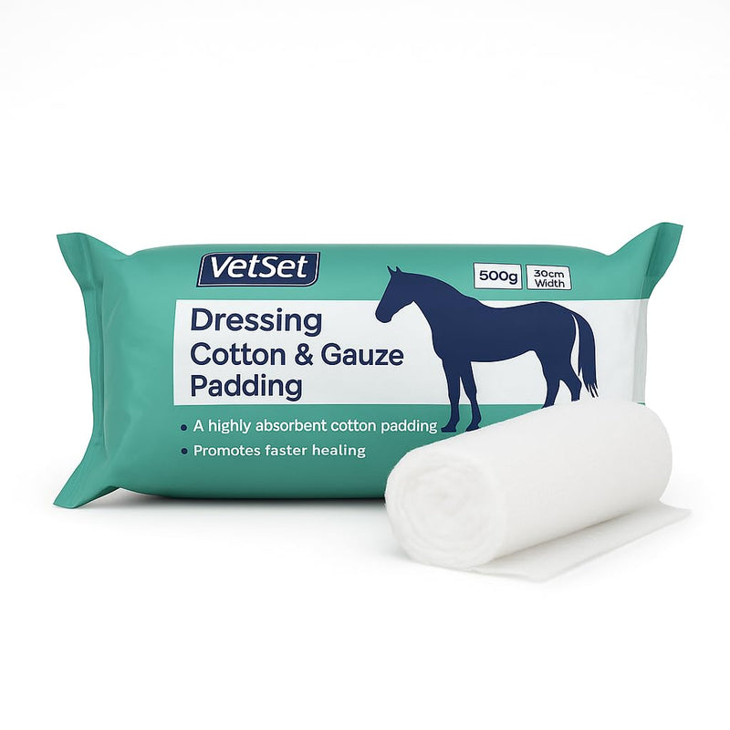 Horse Dressing Cotton & Gauze Padding Roll, 500g | Highly Absorbent Veterinary Wound Dressing for Horses, Dogs & Livestock | Low-Adherent, Hospital-Quality Padding for Protection & Healing