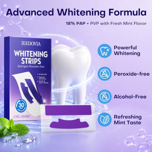 Teeth Whitening Strips, Teeth Whitening Kit for Brighter Smile, Enamel Safe Tooth Whitening Strips, Purple Teeth Whitening Strips Alternative for Daily Teeth Whitening, 28 Whitening Strips