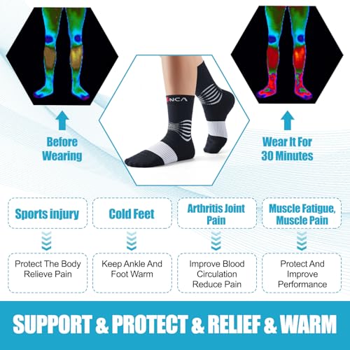 NEENCA Professional Compression Socks for Women Men Circulation, 20-30 mmHg Black White XX-Large