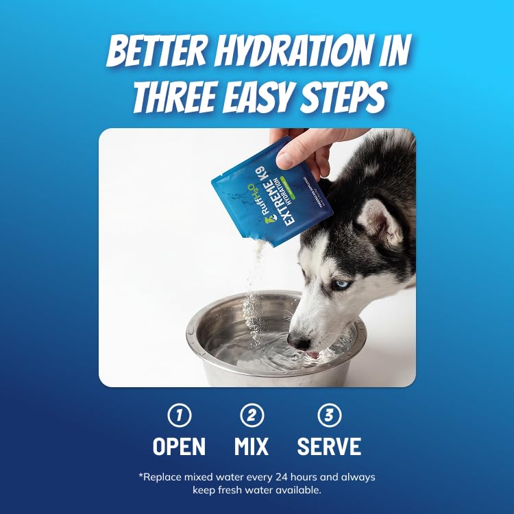 Ruff Greens RuffH2O Extreme K9 Hydration Powder for Dogs, Electrolyte Supplement with Collagen, Supports Hydration and Recovery, Made in USA, 7 Daily Packs (0.25 oz Each) (Unflavored) | Electrolyte Supplement with Collagen, Supports Hydration and Recov...