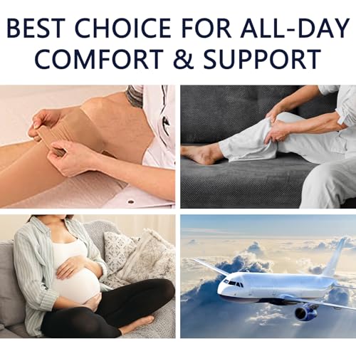 Lin Performance Medical Compression Socks for Women and Men, 20-30 mmHg Open Toe Knee High Stockings, Leg Support for Daily & Travel Comfort (L,White) Large White
