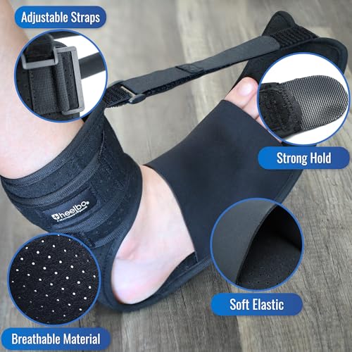 Heelbo Plantar Fasciitis Night Splint Bundle with Massage Roller and Relief Stretching Guide – Adjustable Foot Support, Heel Pain, Arch & Achilles Tendonitis Brace, Men & Women
