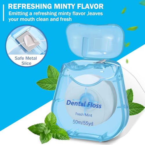 Mimorou 48 Pcs Mini Dental Floss Bulk 50m Each Multicolor Mint Travel Floss