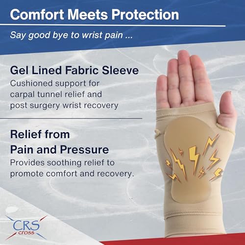 CRS Cross Carpal Tunnel Gel Sleeve for Sports or All Day Wear. One Size