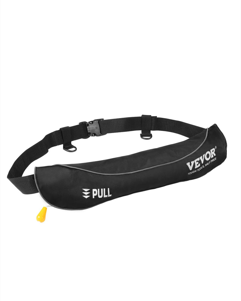 VEVOR Manual Inflatable Belt Pack for Adults, 105N Buoyancy, Over 80 Pounds and Up to 59 in Waist Adjustable, Inflatable PFD Waist for SUP Paddelboarding, Kayaking (CO2 Cylinder Not Included) Black