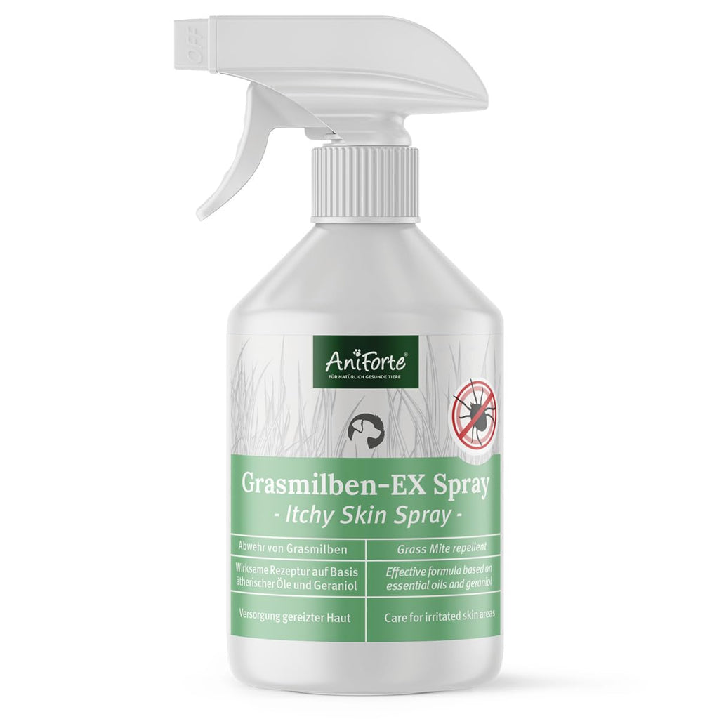 AniForte Grass Mite-EX Spray 500ml - Grass mite spray for dogs, effective & long-term defense against grass mites & parasites, soothes irritated skin & relieves itching