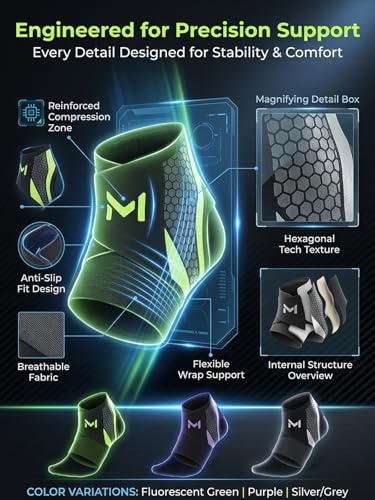 2-Pack Ankle Braces for Men Women Adjustable Sprained Ankle Stabilizer Support Brace Foot Drop Achilles Tendonitis Basketball Copper Compression Breathable Protection Plantar(2PACK Green) 2PACK Green