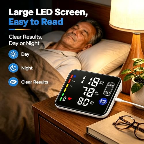 GUAEVER Blood Pressure Monitor Rechargeable Upper Arm, Large Screen, Black