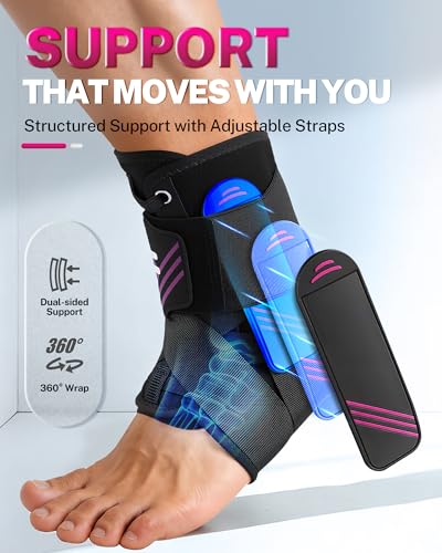 1.5mm Ultra Thin Ankle Brace for Women Men, Figure-8 Support S Black