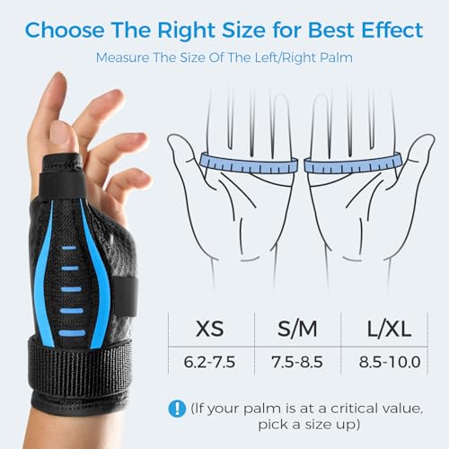Thumb Brace Right/Left Hand, Thumb Spica Splint Hand Brace for Arthritis Pain and Support, Ergonomical Thumb Stabilizer for Trigger Thumb, CMC, De Quervains Tenosynovitis Pain Relief(XS Blue)