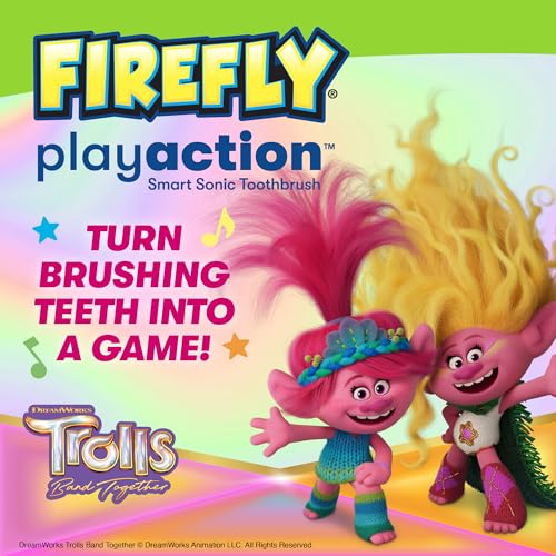 FIREFLY Play Action Trolls Smart Sonic Toothbrush Kit, Lights & Music 1 Count (Pack of 1)