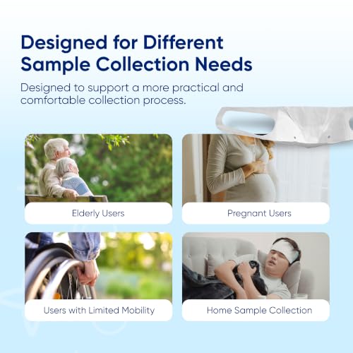 (Wide) Water-Dispersible Stool Specimen Collection Kit - Disposable Cellulose Toilet Hat with Urine Drainage Cutout - Removable Water-Soluble Tape Poop Sample Catcher - Pack of 5 5 Count (1 Pack)