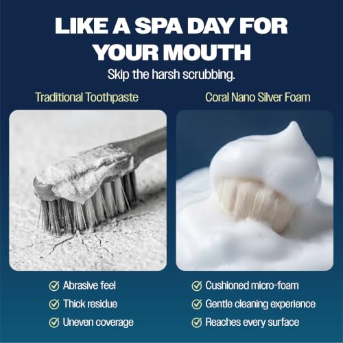 Fluoride Free Foam Toothpaste Coral Calcium Nano Silver Natural Mint 4oz 4.2 Ounce (Pack of 1)