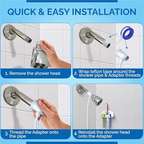 Oral Irrigator - Shower Water Flosser for Healthy Teeth and Gums Made in USA