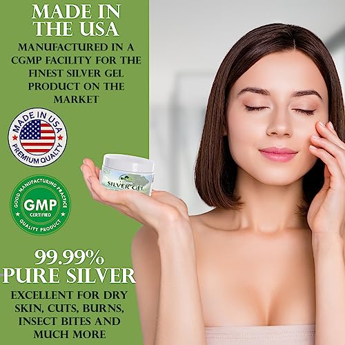 Organa Nano Silver Gel - Advanced Colloidal Silver Skin Cream - Wound Care & First Aid Gel Soothing Topical Ointment for Burns, Razor Burn and Sunburn Irritations - Unscented 4 Oz Jar Unflavored 4 Ounce