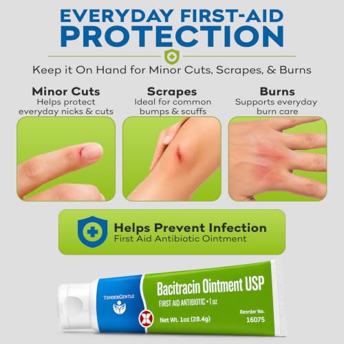 Bacitracin Antibiotic Ointment with Zinc USP - 1 oz Topical Antibiotic First Aid Ointment - Helps Prevent Infection in Minor Cuts, Scrapes, and Burns 1 Pack