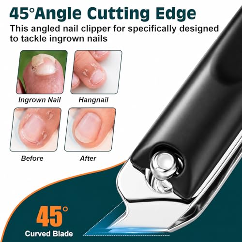 Nail Clippers Set, Fingernail and Toenail Clipper Cutters Kit 3Pack - Black