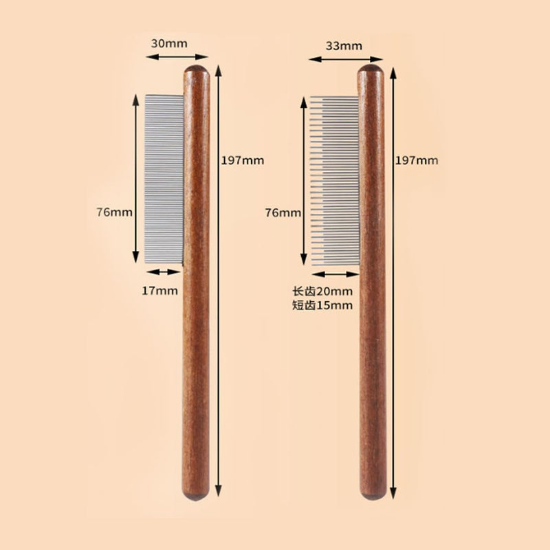 JOCXZI Long and short combs for cats, 2 pieces cat combs for domestic cats, stainless steel pet comb, skin-friendly, pet combs, steel tooth comb with wooden handle for cats, removes knots and tangles - BeesActive Australia