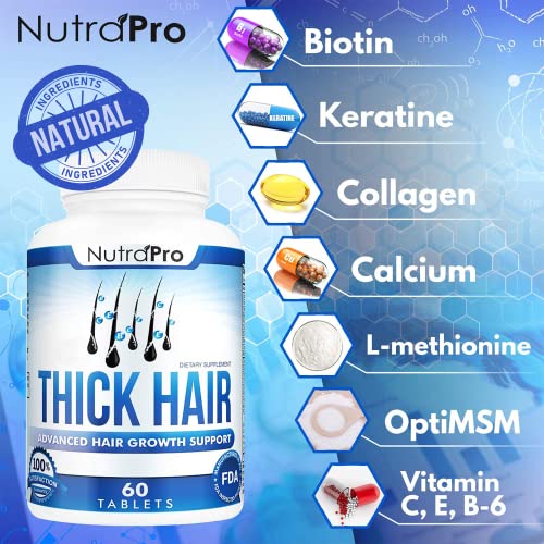 Thick Hair Growth Vitamins– Hair Growth Pills With DHT Blocker Stimulates Faster Growth for Weak, Thinning Hair–Biotin Hair Supplements with Keratin & Collagen Helps Men&Women Grow Perfect Hair. 60 Count (Pack of 1)