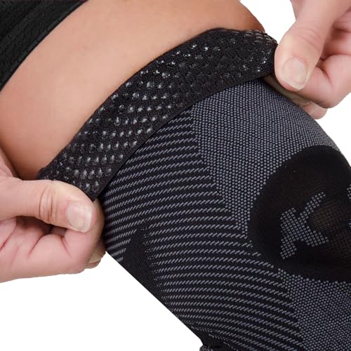 OS1st KS7 Performance Knee Brace with Compression Zone Technology–Stabilizing Knee Sleeve for Pain Relief, Patella Support, Running, Arthritis, Men & Women Large Black