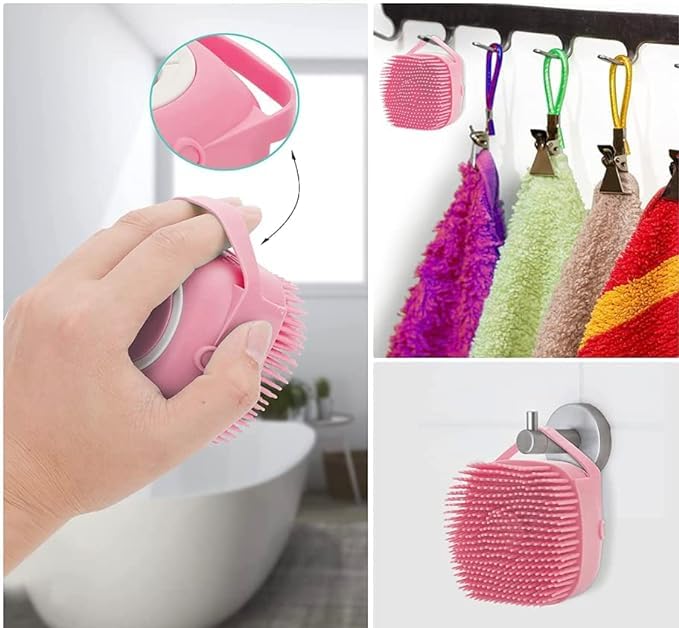 Dog Bath Brush, Scrubber Shampoo Massage Dispenser Grooming Soft Silicone Scrubber For Bath Water Brush For Dogs Dog Washing Brush Bath Scrubber For Pets (Pink) Pink