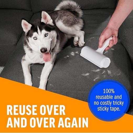 Fine2Designe lint roller, pet hair remover, lint roller for dog hair and cat hair, reusable, lint brush for pet hair, for sofa, bed, carpet, scratching post, white. - BeesActive Australia