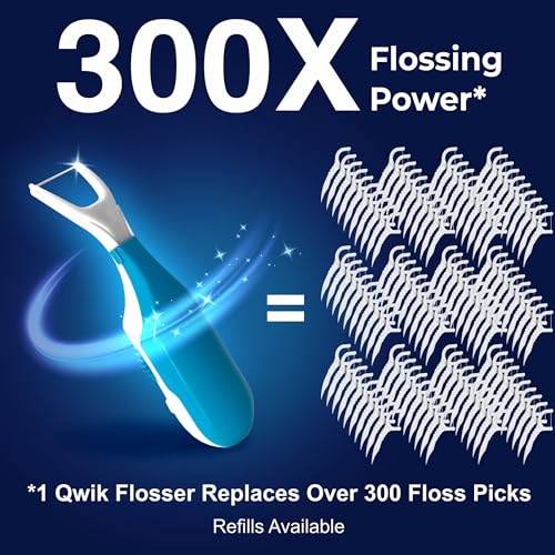 Bundle with 2 Refills Packs– Automatic and Reusable Dental Flosser | Easy Click-to-Use Solution for Plaque Removal, Clean Teeth, and Fresh Breath (3 Items,1-Year Supply)