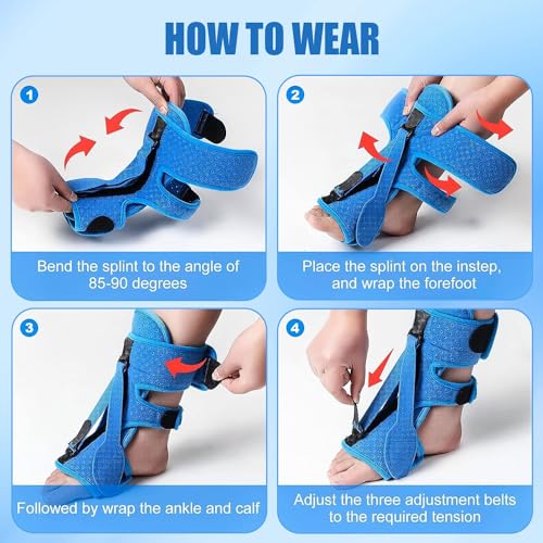 Plantar Fasciitis Night Splint-Upgrade 3 Adjustable Planter Facetious Relief Brace,Plantar Fasciitis Relief Women Men Straps,Support Relief Foot Drop Achilles Tendonitis(Blue-2PC)