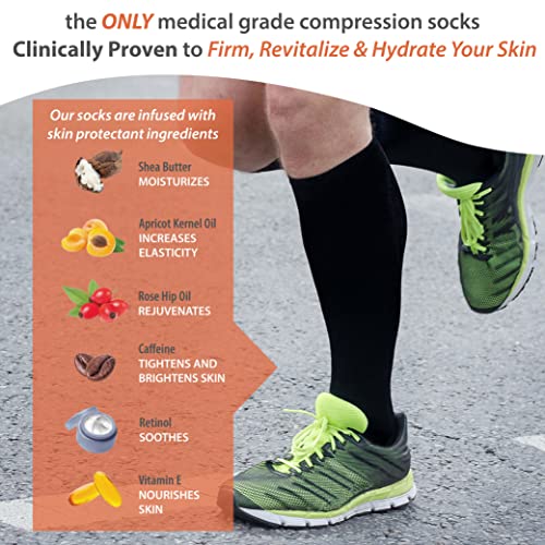 Skineez Medical Grade Advanced Healing Compression Socks 20-30mmHg, 1 Pair Black Large / X-Large