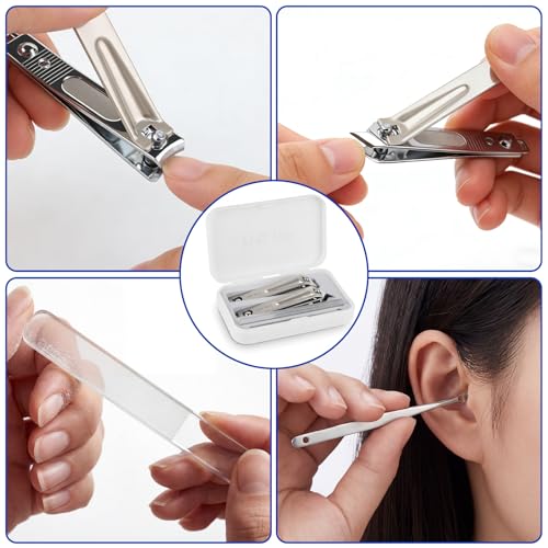 Heavy-Duty Stainless Steel Toenail Clippers Set with Built-in File, Sharp Precision Nail Cutter & Fingernail Trimmer for Men Women Seniors Thick Nails Daily Use 3 PCS