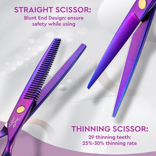 JASON Hair Cutting Scissors Set - 10 PCS Professional Haircut Shears Purple