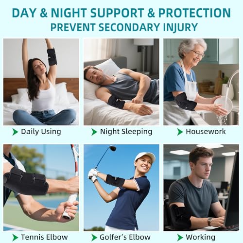Elbow Brace for Cubital Tunnel Syndrome, Elbow Splint for Sleep Black-Right