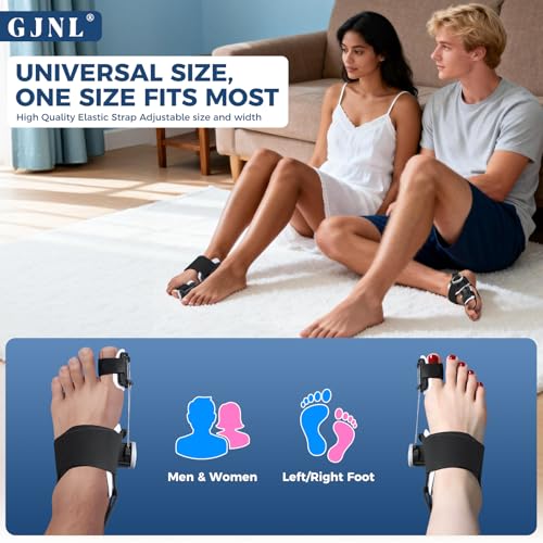 GJNL Bunion Corrector for Women & Men – Upgraded Adjustable Bunion Fix for Big Toe Separation Pain Relief, Bunion Splint Suitable for Left/Right Feet, Toes Alignment Hallux Valgus Correction (Black) Black
