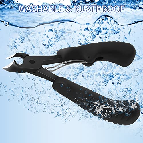 BLESWIN Podiatrist Toenail Clippers Professional, Super Sharp Toe Nail Clippers for Thick Toenail for Seniors or Ingrown Nail, Heavy Duty Toe Nail Nipper with Pedicure Knife 2pcs Black