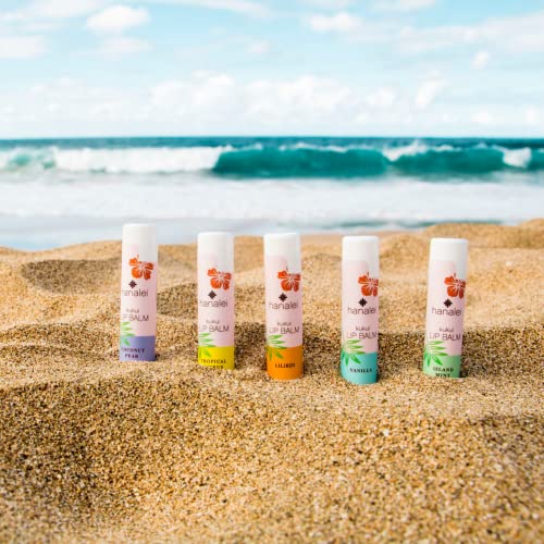 Hanalei Sugar Lip Scrub AND Kukui Oil Lip Treatment 15g Clear AND 5-Piece Tropical Lip Balm Set | Made with Hawaiian Botanicals | Cruelty-Free and Paraben-Free
