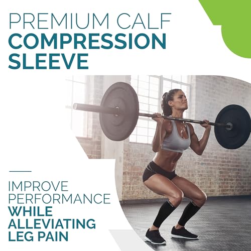 Run Forever Calf Compression Sleeve for Men & Women, 20-30mmHg Compression Medium 2-pair Black & Grey