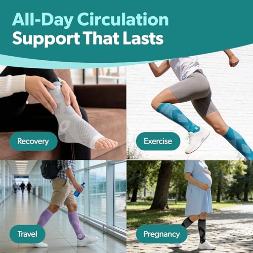 BraceAbility Compression Socks for Circulation - 20-30 mmHg Knee High Neuropathy Open Toe Stockings Best for Varicose Veins, Restless Leg, POTS, Toeless Support for Men or Women - 1 Pair (XL - Gray) X-Large Gray - Open Toe - 1 Pair
