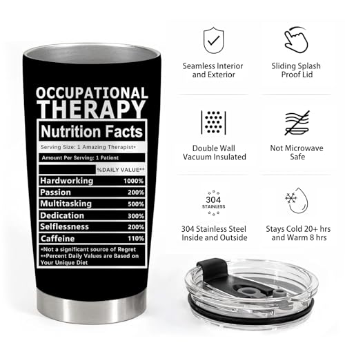 Occupational Therapist Appreciation Tumbler - Stainless Steel Coffee Mug With Lid and Straw, 20 OZ - Retirement Gift for Women OT 19.6 Ounces