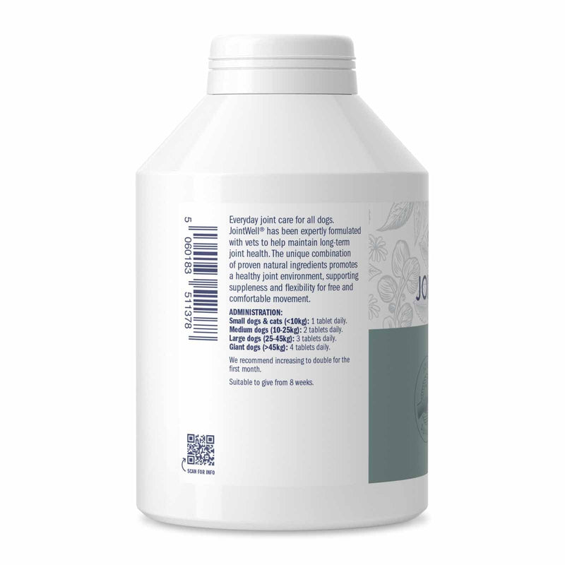 Dorwest JointWell 500 Tablets for Dogs & Cats – Natural Dog Supplements to Support Joint Mobility and Comfort, with Glucosamine, Chondroitin, Zinc, Vitamin C and Hyaluronic Acid