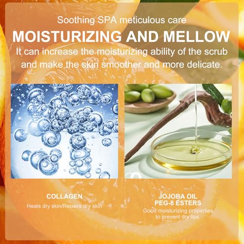 Lip Scrub Fragrant Orange - Lip Scrub Enriched with Jojoba Oil Peg-8 Esters and Collagen for Exfoliating and Moisturizing Lip,Restore the Health of Lips,Smooth and Soft
