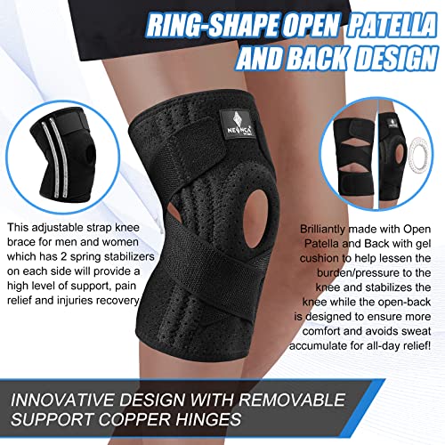 NEENCA Professional Knee Brace, Medical Knee Support for Women & Men Relief Black Large