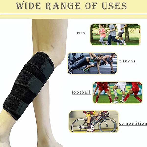 Calf Brace, Shin Splint Support Lower Leg Compression Wrap with Adjustable Three Anti-Slip Strap Support for Pulled Calf Muscle Pain Strain Injury, Sprain and Swelling, Fits Men and Women (Black) - BeesActive Australia
