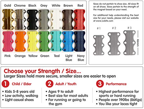 Magnetic Lacing Solution, No Tie Easy Long-Lasting Shoelace Magnets 2 - Adult / Youth Chrome